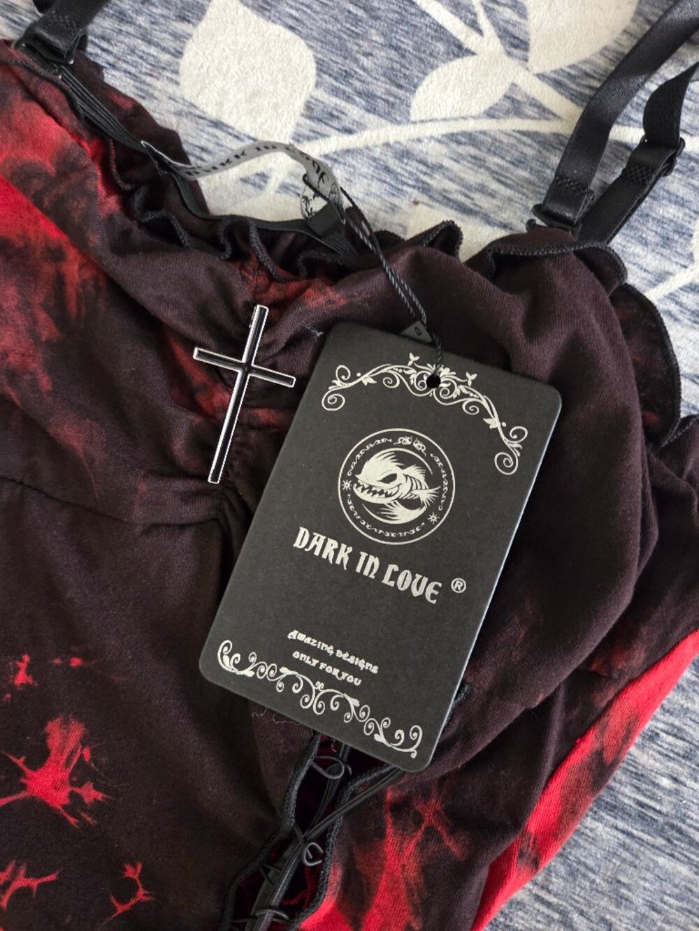 Gothic Punky Red/Black Tie-Dye Distressed Dress Size M (NWT) - Picture 5 of 9